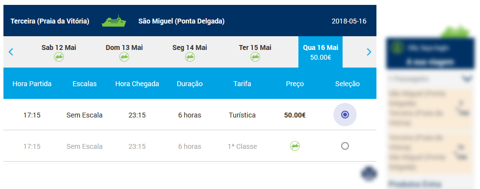 opções por viagem