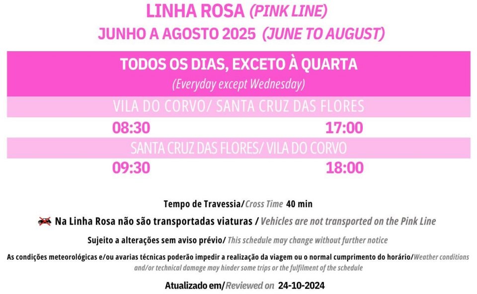Atlânticoline. Horario de la Línea Rosa