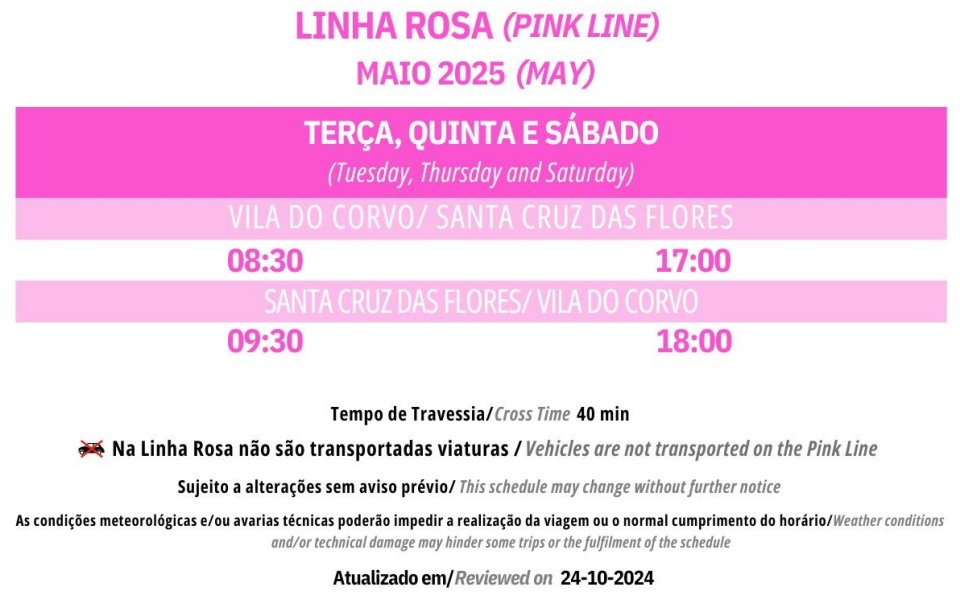 Atlânticoline. Horario de la Línea Rosa