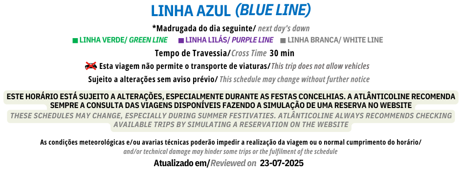 Informações gerais por linha Atlânticoline